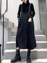 Casual Pure Color Split-Joint Midi Overall Dress